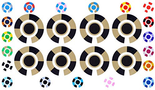 Acclaim Lawn Bowls Identification Stickers Markers Standard 5.5 cm Diameter 2 Full Sets Of 4 Self Adhesive Segmented Two Colour (Black/Gold)