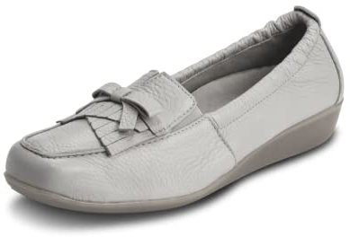 VITAFORM® Mokassins für Damen | Slipper | atmungsaktives Hirschleder | Shock Absorber | austauschbares Luftpolster-Fußbett | weich und geschmeidig | für Normale bis kräftigere Füße | Auster 40