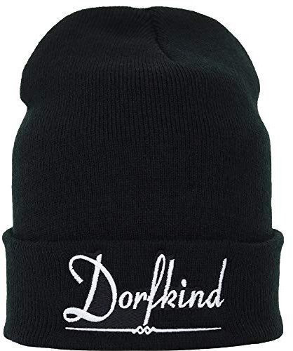 DORFKIND Mütze/Strickmütze mit lustigem Spruch bestickt Dorfkind Wintermütze warme Wollmütze | lustige Outdoor Haube Teenager Männer Frauen Seemannsmütze/Rollmütze onesize Beanie Cap