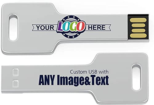 MEINAMI Customised Key Shape USB Flash Drive Thumb Drive Personalised Metal Memory Stick 128MB 100 PACK