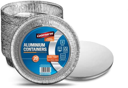 Jicyor 30 Pièces Barquette Aluminium avec Couvercle, Ronde, Plat Jetable pour Cuisson, Grillage, Congélation et Stockage