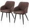 TUKAILAI Esszimmerstühle 2er Set aus Kunstleder, Modern Küchenstuhl Polsterstuhl Wohnzimmerstuhl Sessel mit Armlehnen Rückenlehne Metallbeinen, für Küche Esszimmer Wohnzimmer Lounge,Braun