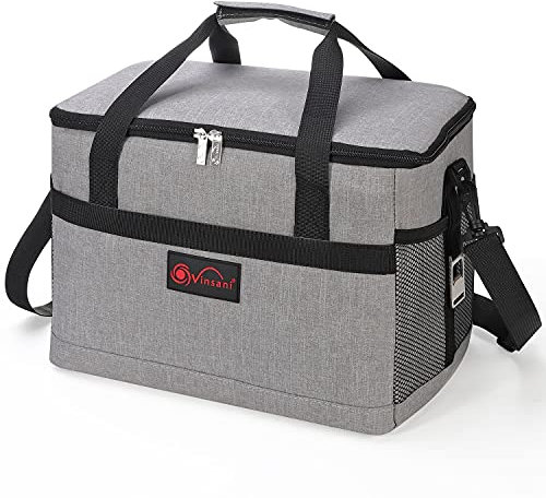 Vinsani 20L Cooler Bag Large Capacity Insulated Picnic Storage Bag Foldable Leakproof & Portable Suitable for Picnic Camping Beach Car Outdoor Travel Activities