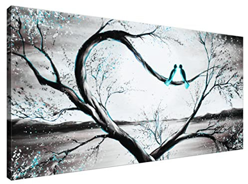 Estika Leinwand bilder - Im Mondlicht Türkis - 115x55 cm, 1 teilige kunstdruck - Wandbilder wohnzimmer, schlafzimmer, Moderne wanddeko, Bild auf leinwand - Natur bilder - 4194A_1AE