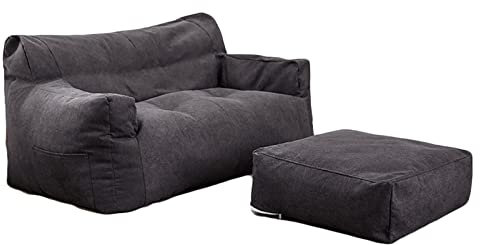 GXUYN Sitzsack für Erwachsene Sitzsackbezug (ohne Füllung) Memory Foam-Füllung, flauschig, übergroße Armlehnen-Sitzfläche,Dark Gray