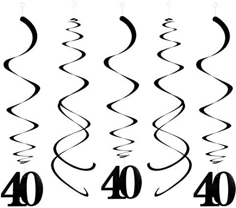 CC wonderland zone 20 Stück Schwarzer 40 Geburtstag Wirbel Deko,Hängende Swirls Streams für 40. Party Dekorationen