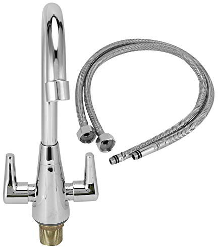 Wasserhahn Wasserhahn G1/2 Gewinde Kupfer Wasserhahn Warm-Kaltwasserauslass 360 Grad Drehung, Spüle Wasserhahn für Haushalt Küche