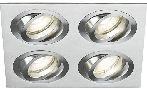 Knightsbridge GU10 Ambar Quad Tilt Square Downlight Brushed Chrome