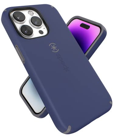 Speck Products CandyShell Pro Schutzhülle für iPhone 14 Pro, kompatibel mit MagSafe, Preußischblau/Wolkengrau