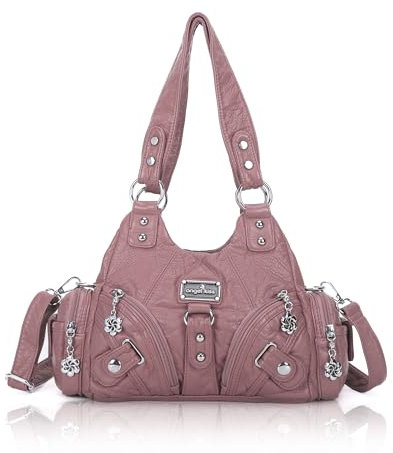 Angel Kiss Kleine Hobo-Umhängetaschen für Damen, Vagen, Leder, mehrere Taschen, Tragetasche mit Reißverschluss, Pink