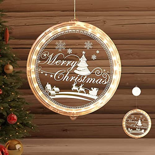 Weihnachten Dekorative Fenster Licht,3D Hängende Lichterkette,Weihnachtsbeleuchtung Hängend Fenster,LED Saugnapf Lichterkette Weihnachten Batteriebetrieben für Innen Außen Weihnachtsfeier Fenster Deko