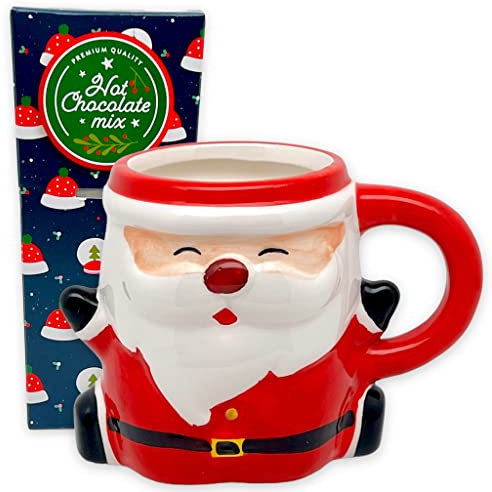 Coffret cadeau tasse de Noël en céramique avec anse 300 ml pour boissons chaudes et froides (Père Noël)