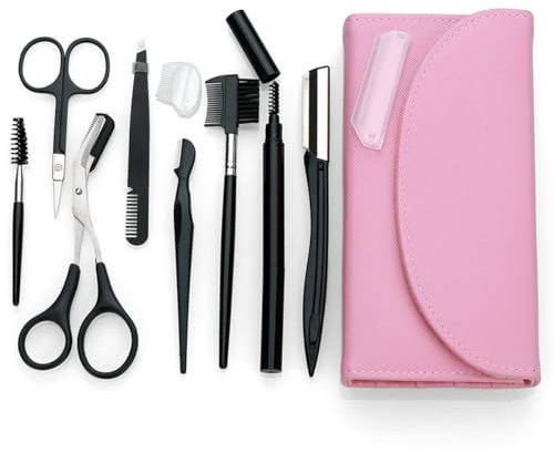 SWINILAYA Augenbrauen-Set: 9-teilig mit Pinzette, Brauenstift, Kamm, Rasierer, Bürste und Schere für perfekte Augenbrauenpflege wift Gift Box