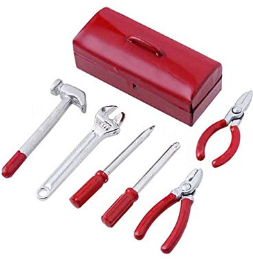 KEEDA Mini clé de simulation marteau tournevis boîte à outils accessoires pour maison de poupée 1/6 1/12 jouets 1:10 RC voiture axiale SCX10 Wraith Yeti TF2 D90 (rouge)