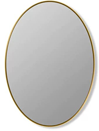 Badezimmerspiegel Mit Metallrahmen Aus Eisenrahmen, Ovaler Wandspiegel, Schlafzimmer-Eitelkeitsspiegel, HD-Silberspiegel, Explosionssicherer Spiegel (Color : Gold, Size : 40x60cm/15.7x23.6in)