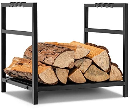 GOPLUS Range Bûches Intérieur Extérieur, Portes Buches de Stockage Support à Bois de Chauffage, Capacité 50 kg 40 x 34 x 36 cm