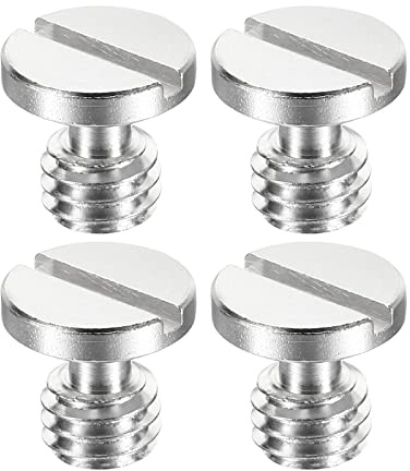 PATIKIL 3/8-16 Thread 15mm Length Camera Quick Release Screw Tripod Screw, 4 Pack Stainless Steel Flat Slot Screws for DSLR Camera Rig Accessories, Silver