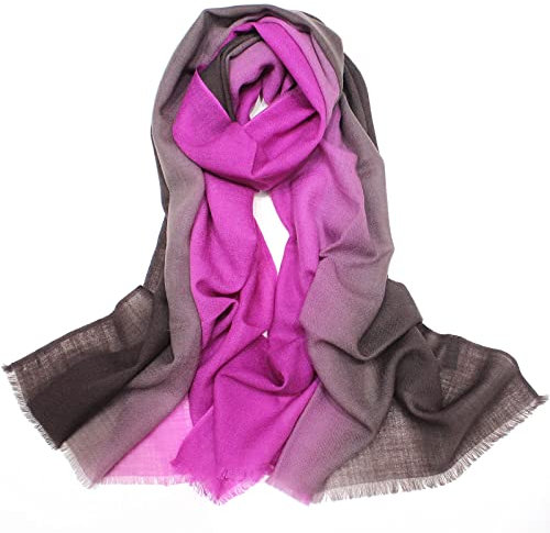 Whoiy Wollschal Damen Xxl Winter, Schal Gradient Braun 180X65cm Warmer Übergroßer Winterschal-Poncho