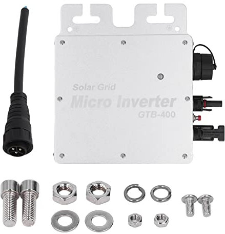Jiawu 400W Grid Tie Inverter, WiFi Control Solar Grid Tie Micro Inverter, Wasserdichter MPPT Solar Inverter Controller, Ausgang 120V Bis 230V (Silber)