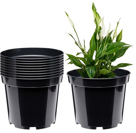 Garronda Pots Horticulture Ronds Pots pour Culture de Plants de Plantes et Fleurs GD-0025 (10 Pièces Noir, ⌀ 15cm H 12cm)