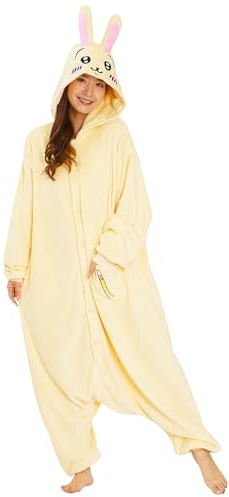 SAZAC Kigurumi -Usagi - Einteiler Jumpsuit Halloween Kostüm Creme, Cream, Einheitsgröße