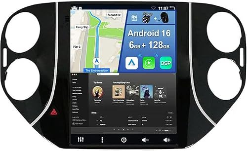YUNTX Android 14 [6GB+128GB] 2 DIN Autoradio para V.W V.olkswagen Tiguan (2010-2016)-[Integrado CarPlay/Android Auto/DSP/GPS]-IPS 9.7”Touch Screen-Cámara+Mic-Dab/Control del Volante/Bluetooth 5.0