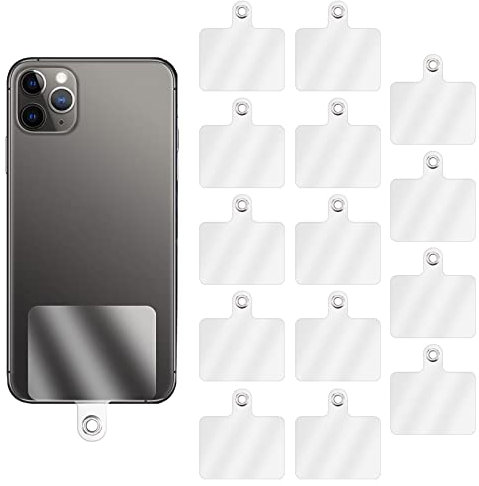 flintronic 14PCS Parches para Teléfono Móvil, Almohadillas de Cordón para Teléfono Móvil, Parche Transparente, con Anillo de Metal, Compatibles con La Mayoría de Phones, 10 * 7 * 0.9CM