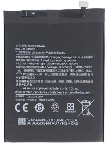 Akku kompatibel mit Xiaomi Redmi Note 7, Li-Polymer, 3,85V, 3900mAh, 15Wh, Built-in, ohne Werkzeug