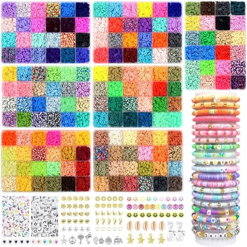 168 Farben Clay Perlen, 20860 Stück Perlen Zum Auffädeln, 6mm Perlen für Armbänder, Perlen Set mit Buchstaben Set für Halsketten-Ohrring DIY Handwerk