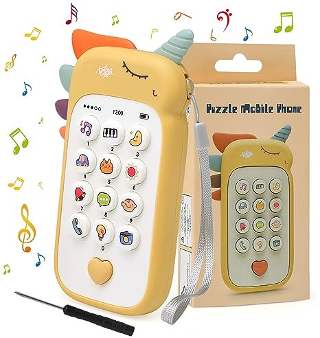 Felly Baby Phone Toys - Yellow Fake Phone for Toddler, Music Learning Mobile Toys for Toddler, Boy & Girl Gifts