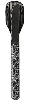 Akinod Couverts droits élégants gastronomiques avec insert magnétique (couteau, fourchette et cuillère) - magnetic straight cutlery 12H34 mod.BLACK MIRROR Bandana Noir