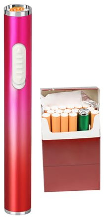 KUGUAN Briquet USB fin électrique rechargeable coupe-vent sans flamme portable (rose-rouge)