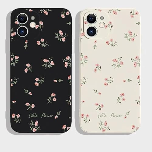 JiuWang 2er Pack Handyhülle iPhone 11 Pro mit Blumenmuster – Stoßfeste Weiche TPU Hülle, Romantisches Zierblumen Design (1x Schwarz + 1x Weiß)