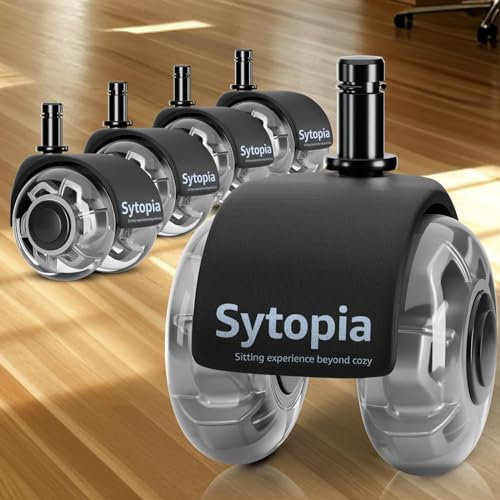 Sytopia Bürostuhl Rollen 10mm x 22 mm, Nur kompatibel mit 1KEA Stuhl (Nicht für 11mm stuhlrollen), 5er Set Rollen für Bürostühle, Super Leise und Weiche für Hartböden, Parkett, Teppich, Grau