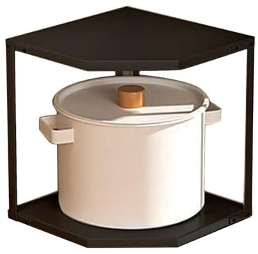 Kitchen Small Corner Shelf Rack, Carbon Steel Cookware Stand Fan Shaped Space Saving Pot Rack Cookware Pots and Pans Organizer Cookware Stand Storage Organizer for Pots Pans (2