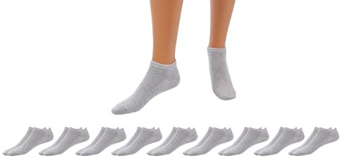 Betz 10 Paar Sneaker Socken Damen und Herren - Füßlinge – Kurze Socken - Baumwolle mit Komfortbund ohne drückende Naht – Classic – Größen 35 – 38 Farbe Grau