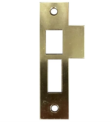 3-7/8 Satin Brass Door Strike Plate Latch for Mortise, Antique, Vintage, Replacement Solid Brass (for 3-3/4 and 3-13/16 Strikes)