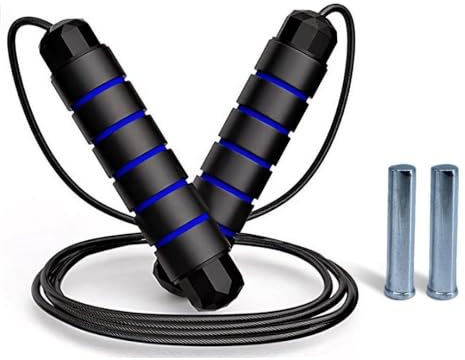 SPOMALKA Springseil Herren Fitness mit Gewicht - Springseil PVC Rutschfest & Ergonomisch - für Muskelaufbau, Abnehmen, Training, Boxen, Geschwindigkeit & Ausdauer, Bodybuilding & MMA (Blau - 300g)