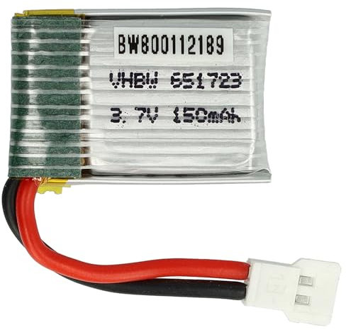 vhbw Akku kompatibel mit JJRC H8 Mini, H48 Modellbau (150mAh, 3,7V, Li-Polymer, 25 x 17,5 x 7,6 mm, 2 Pin Walkera)