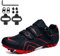 NGARY Fahrradschuhe MTB Herren, Mountainbike Schuhe kompatibel mit SPD 2 Schrauben mit Cleats, Unisex Radsportschuhe Draussen,Black red,46 EU