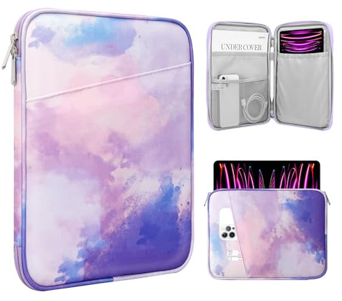 TiMOVO Custodia Tablet 13 Pollici con Tasca, Viola di Acquerello | Per iPad Air 13 M3 2025, iPad Pro 13/12.9, Galaxy Tab S9/S10 Plus/S9 FE+ 12.4, Remarkable Paper Pro 11.8