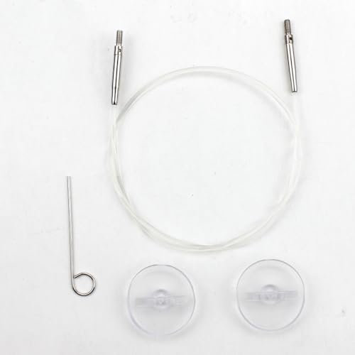 Lykke - Cavi girevoli in nylon intercambiabili circolari per ferri da maglia, trasparenti (40 cm se con punte IC da 8,9 cm)