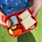 Pick Box Classic - Lonchera de silicona con 3 compartimentos, a prueba de caídas y fugas, lonchera para niños (rojo y rosa)