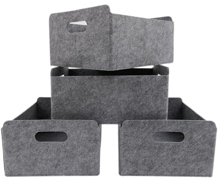 CB Home & Style Aufbewahrungsset Filz 4er Set 25x31x15cm Organizer Filzkörbe Schubladen Büro Bad Aufbewahrungskorb (4)