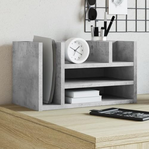 Homgoday Schreibtisch-Organizer, Grau, Beton, 44,5 x 24 x 25 cm, mehrschichtiges Holz, Möbeldekoration, Möbel für den Innen- und Außenbereich für Wohnzimmer Büro