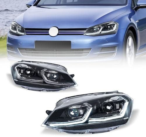 Archaic Scheinwerfer kompatibel mit VW Golf 7 MK7 TSI TDI 2013-2017 (Nur für Standard -Halogen),mit E-Prüfzeichen
