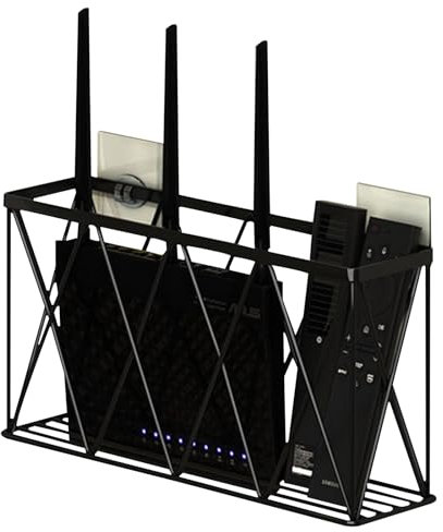 PZPIUGY Porta Modem da Parete, Router Box, Parete, Router Wi-Fi, Scatola di immagazzinaggio da Parete, mensola portaoggetti da Parete Multifunzionale per Router Cavo Organizer(Black)