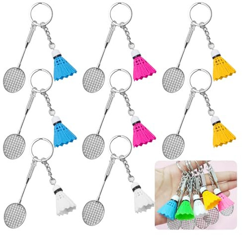 Rebanky 8 Stück Badminton Schlüsselanhänger Badminton Keychain Badminton Ball Anhänger Metall Federball Badminton Anhänger Badminton zubehör Schlüsselanhänger für Taschen Rucksack Dekoration 4 Farben