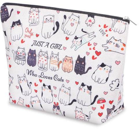 Katzen-Make-up-Taschen für Frauen süße Geschenke für Katzenmütter für Katzenliebhaber süße Katzensachen Kosmetiktasche mit Katzenmotiv und Reißverschluss für Teenager Tochter Schwester beste Freundin