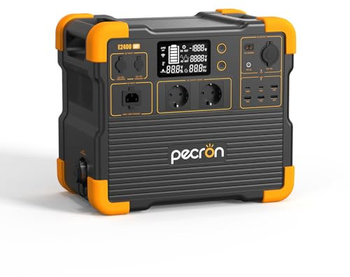 PECRON Centrale Elettrica Portatile E2400LFP,2048Wh LiFePO4 Batteria Espandibile a 8192Wh,2X2400W(4800W Picco) AC Uscita generatore solare per esterni, camper, campeggio